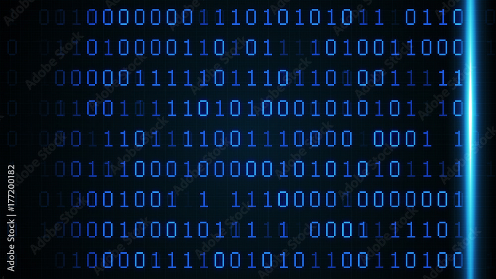 Poster abstract digital binary data scan 3d illustration