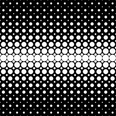 Geometric abstract halftone dot pattern background - vector graphic from circles on black background