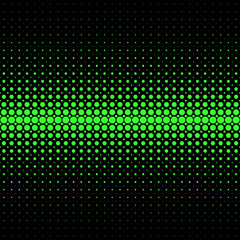 Abstract geometrical halftone dot pattern background - vector graphic from green circles on black background