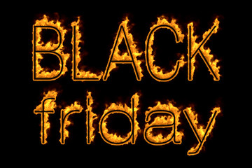 Fire 'Black friday' isolated on black background, 3d illustration