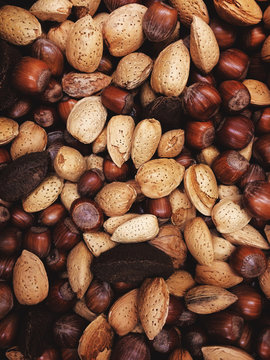Detail of mixed nuts for sale.