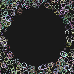 Geometric abstract chaotic circle background - vector graphic design from colorful rings with blank space in the middle