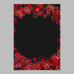 Color abstract random circle design page template - vector blank stationery border design with red rings on black background