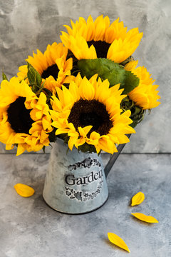 Yellow Sunflower Bouquet in Garden Jar