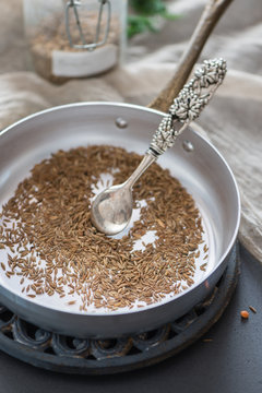 Red lentil soup with cumin seeds