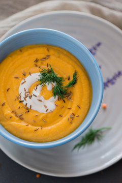 Red lentil soup with cumin seeds