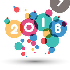 Happy new 2018 year. Greetings card. Colorful design. Vector illustration.