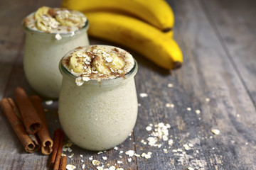 Banana smoothie with oats.