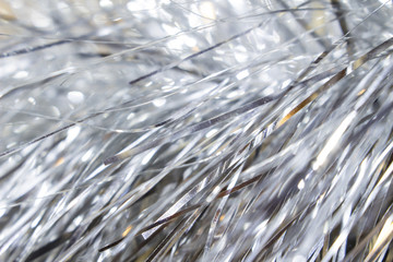 ribbons of tinsel close-up