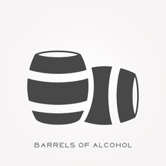 Silhouette icon barrels of alcohol