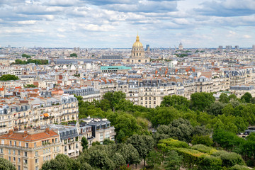 Fototapeta na wymiar View of central Paris including Les Invalides and typical parisian houses