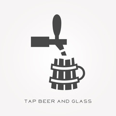 Silhouette icon tap beer and glass
