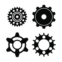 A set of four unique vector gears.
