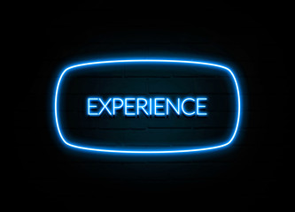 Experience  - colorful Neon Sign on brickwall