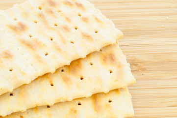 macro cracker detail on a cutting board