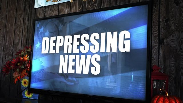 TV with ominious controversial news headline - Depressing News