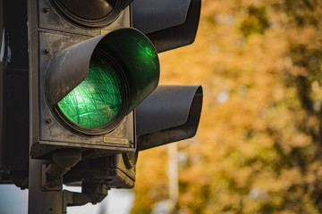 Traffic light showing green, signaling drivers to go