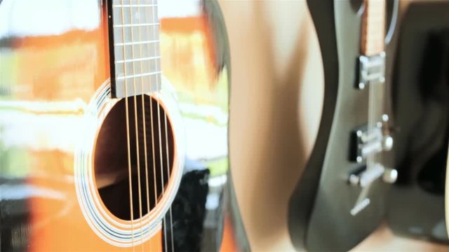 Guitar Collection On The Wall In Suburban Home