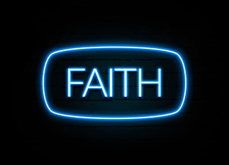 Faith  - colorful Neon Sign on brickwall