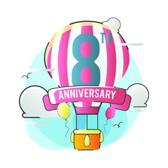 Hot Air balloon with 8th Anniversary Celebration