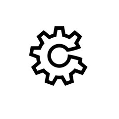 Broken gear or error line icon, flat vector graphic on isolated background.