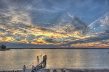 Fototapeta na wymiar The boat dock at sunset