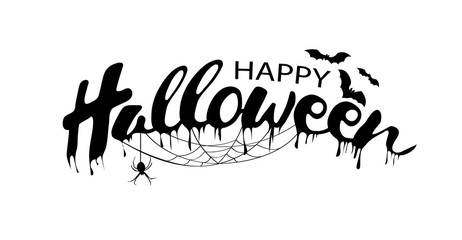 Happy Halloween Text Banner, Vector