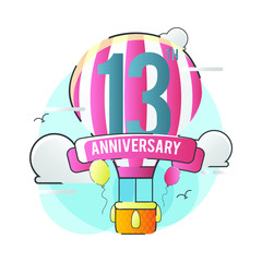 Obraz premium Hot Air balloon with 13th Anniversary Celebration