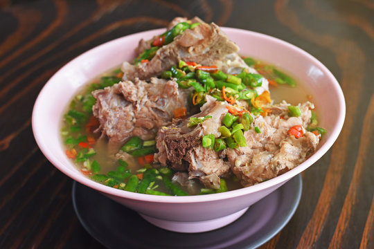 Delicious Thai spicy soup with Pork Ribs.