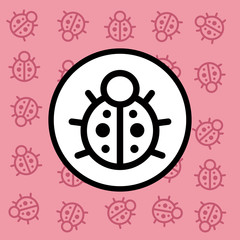 ladybug icon sign and symbol on pink background