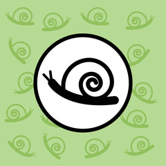 Snail icon sign and symbol on green background