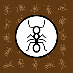 Ant icon sign and symbol on brown background