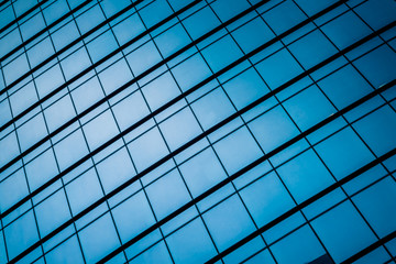 Abstract building. blue glass wall of skyscraper.