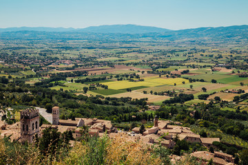 Fototapeta na wymiar View of historic town Assisi in Umbria, Italy