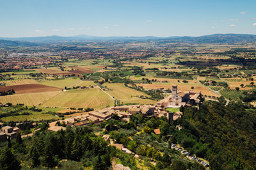 Fototapeta na wymiar View of historic town Assisi in Umbria, Italy