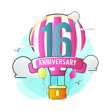 Hot Air balloon with 16th Anniversary Celebration