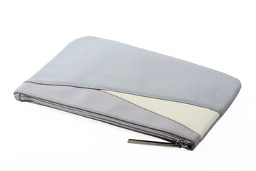 Gray purse woman isolated on white clipping path.