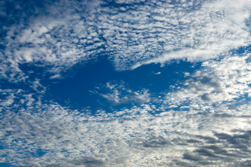 Fototapeta na wymiar White of cirrocumulus cloud in blue sky.