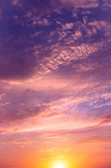 Naklejka na ściany i meble Pink sunset with beautiful, colorful clouds.