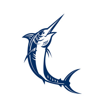 recommend clip art: Blue Marlin Jumping Retro