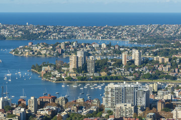 Houses and apartments along the shore of Sydney Harbour