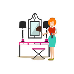Fototapeta premium Cleaning people vector illustration in flat style