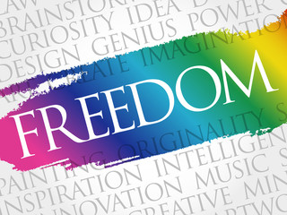 Freedom word cloud, business concept