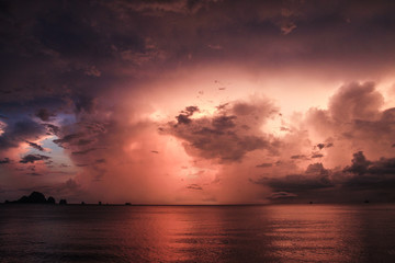 Strom sky at the beachfront
