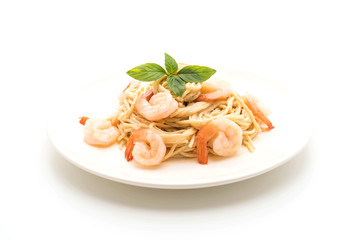 spaghetti cream cheese white sauce with shrimp
