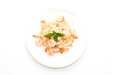 spaghetti cream cheese white sauce with shrimp