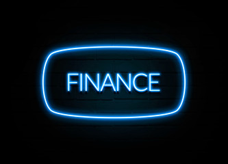 Finance  - colorful Neon Sign on brickwall