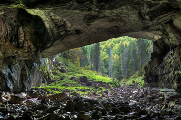 Cave in limestone mountains