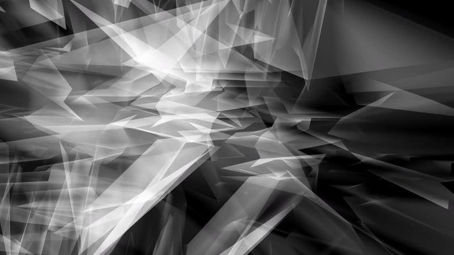 Black and white technology abstract motion polygons background