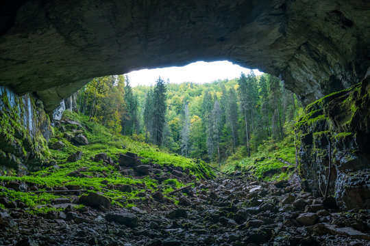 Cave in limestone mountains